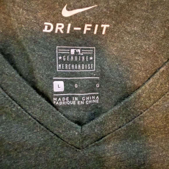 Oakland A’s Nike Dri-FIT Dark Green V-Neck Tee - Picture 4 of 10